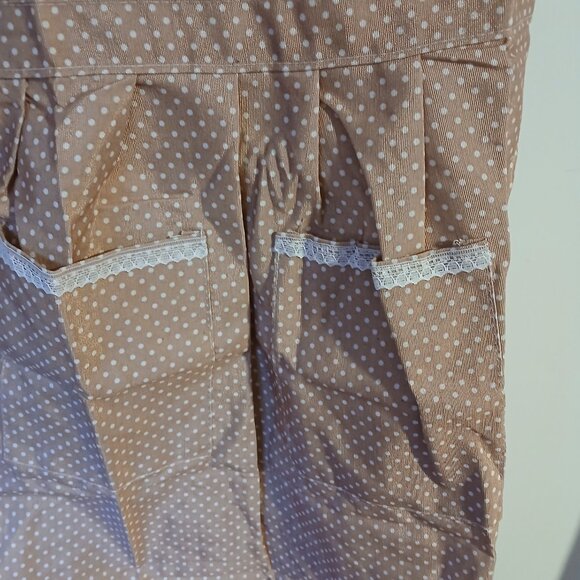 Women's Adjustable Polka Dot Apron Pockets Mocha One Size NWOT - Picture 5 of 6